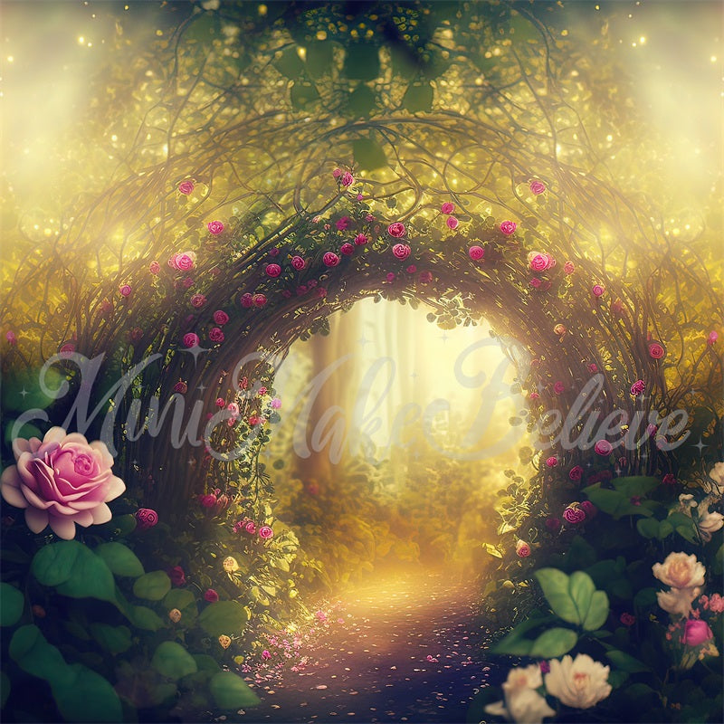 Kate Painterly Fine Art Enchanted Forest with Roses Backdrop Designed by Mini MakeBelieve - Kate Backdrop AU