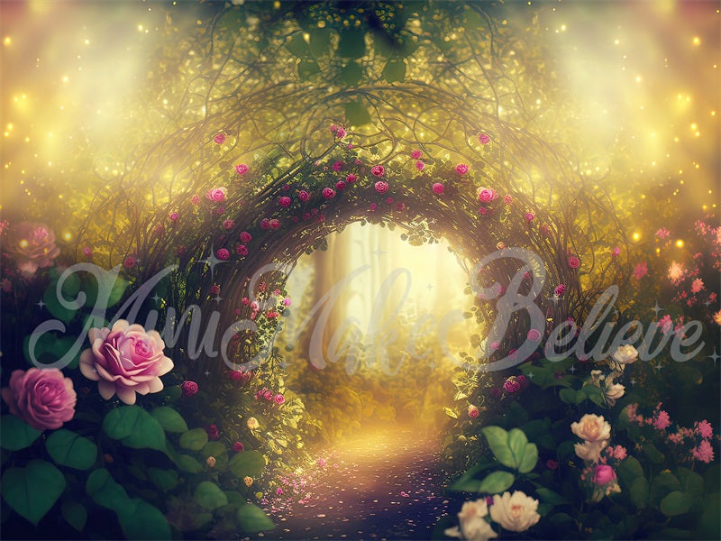 Kate Painterly Fine Art Enchanted Forest with Roses Backdrop Designed by Mini MakeBelieve - Kate Backdrop AU