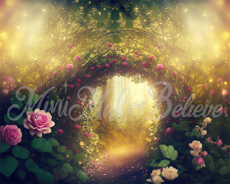 Kate Painterly Fine Art Enchanted Forest with Roses Backdrop Designed by Mini MakeBelieve - Kate Backdrop AU