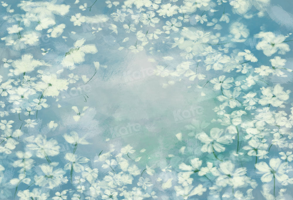 Kate Fine Art White Floral Green Backdrop Designed by GQ - Kate Backdrop AU