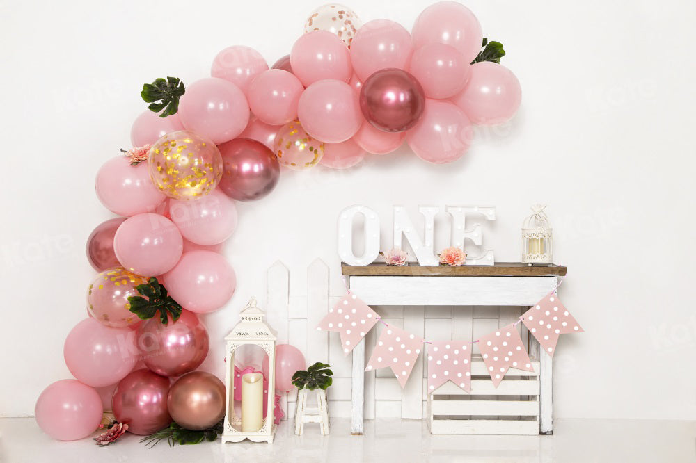 Kate Tropical Balloon Elegant One Birthday Backdrop for Photography - Kate Backdrop AU
