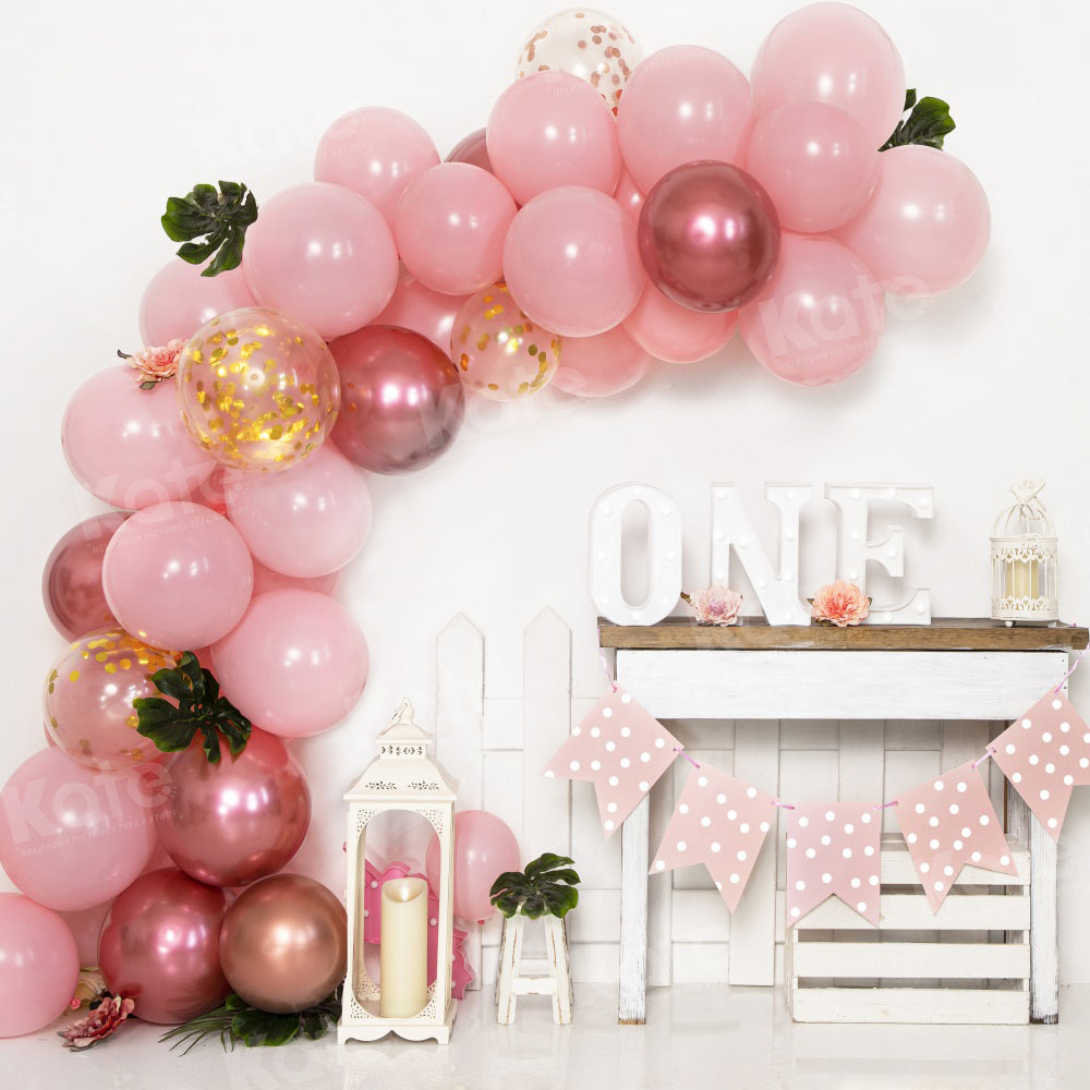 Kate Tropical Balloon Elegant One Birthday Backdrop for Photography - Kate Backdrop AU