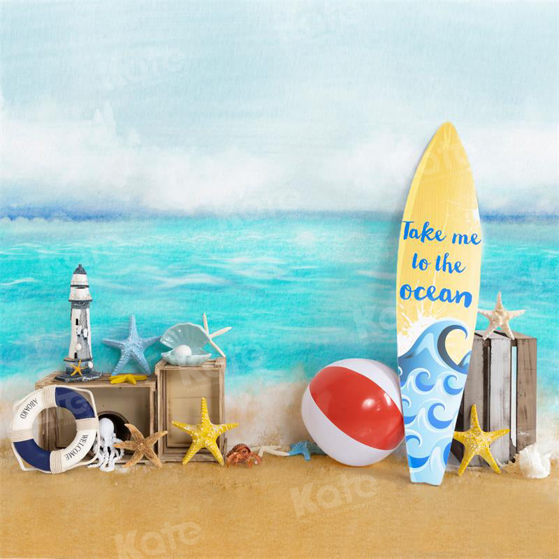 Kate Summer Sea Ocean Surfboard Beach Backdrop for Photography - Kate Backdrop AU