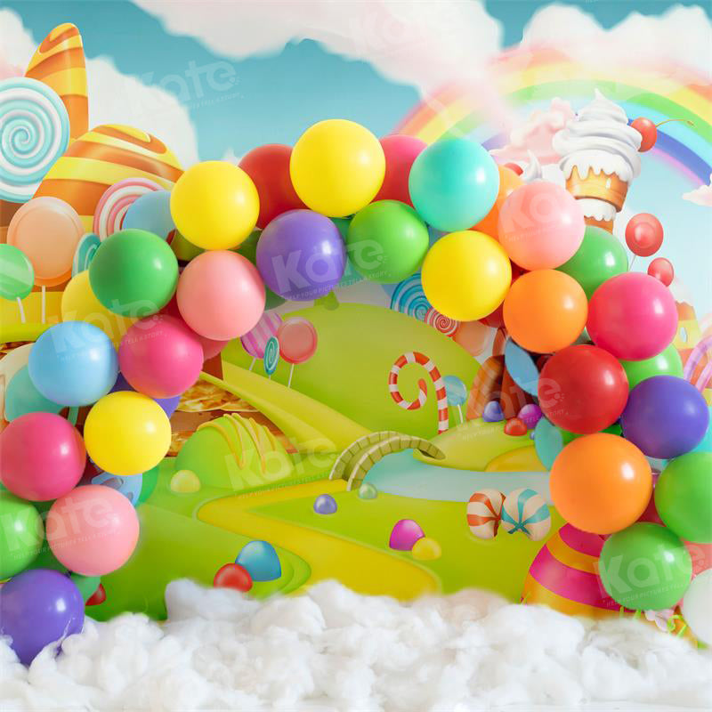 Kate Candy World Colorful Rainbow Balloon Backdrop for Photography - Kate Backdrop AU