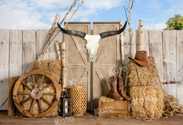 Kate Farm Cowboy Backdrop Haystack Door Wild Designed by Emetselch - Kate Backdrop AU