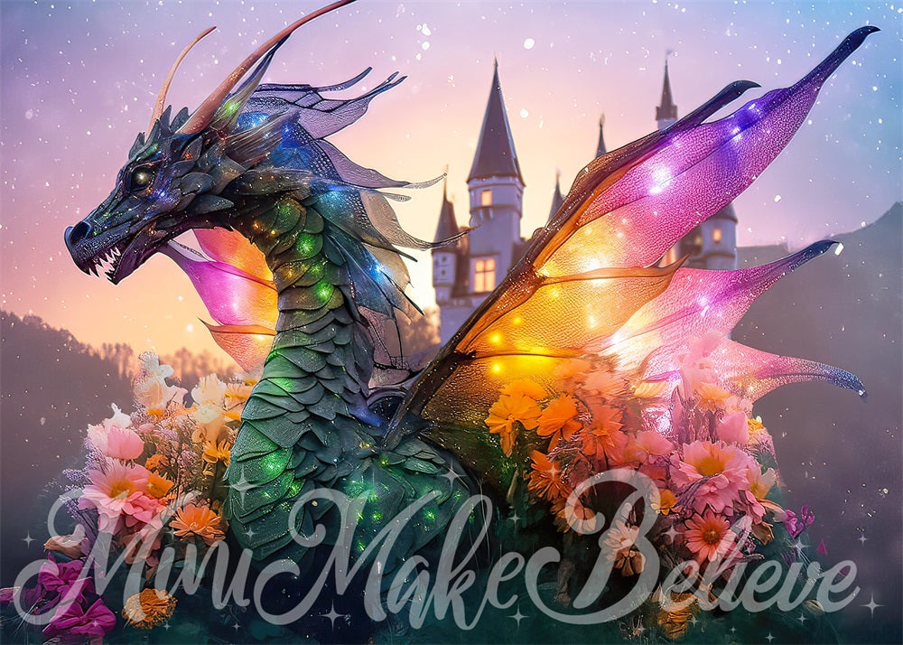 Kate Dragon Castle with Flowers Backdrop Designed by Mini MakeBelieve - Kate Backdrop AU