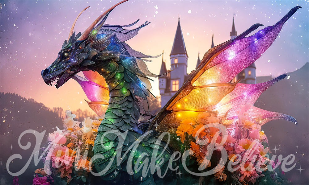 Kate Dragon Castle with Flowers Backdrop Designed by Mini MakeBelieve - Kate Backdrop AU
