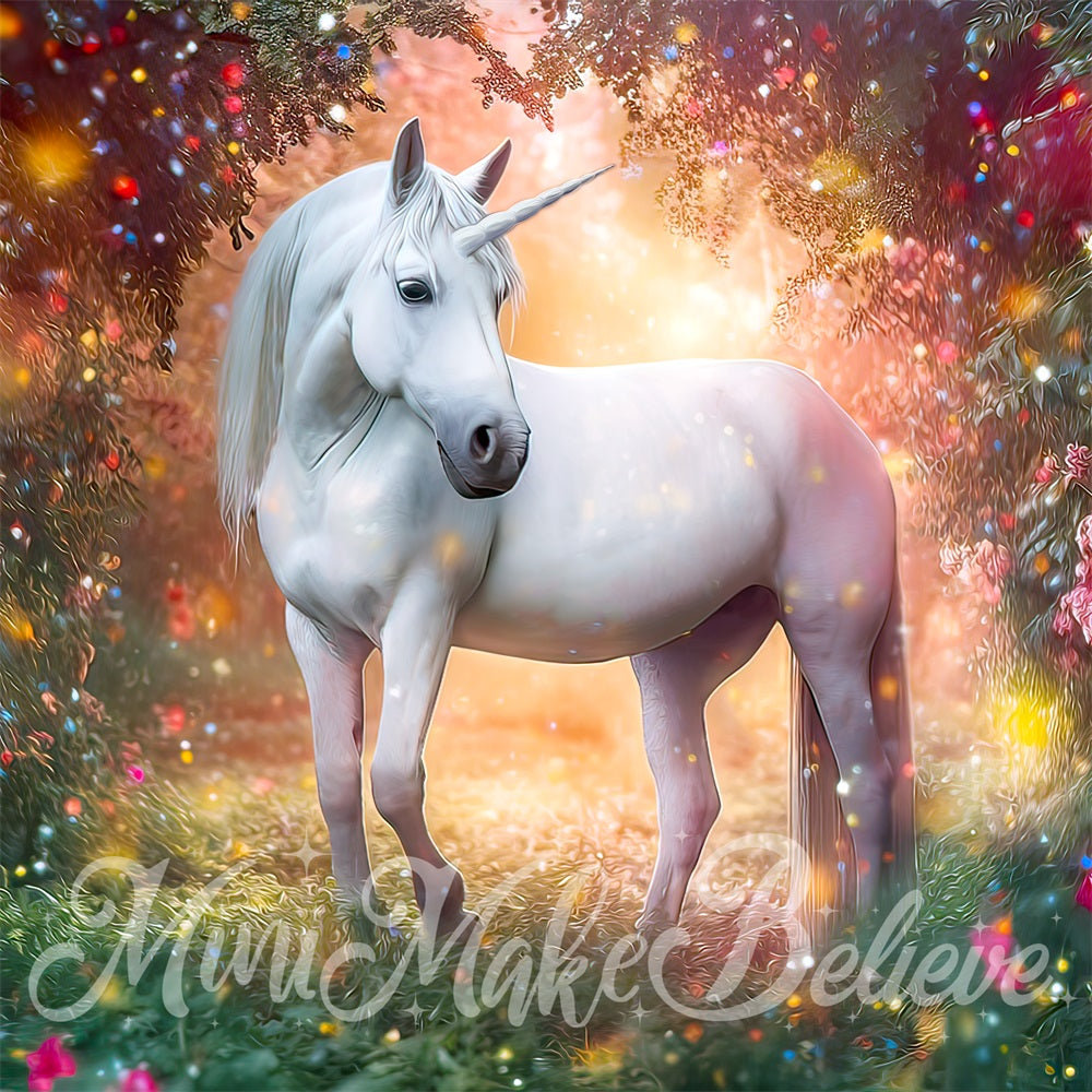Kate Unicorn Forest with Floral Backdrop Designed by Mini MakeBelieve - Kate Backdrop AU