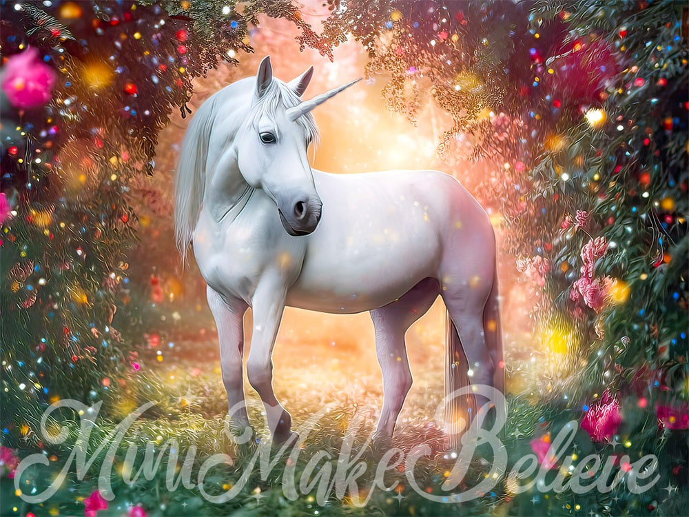 Kate Unicorn Forest with Floral Backdrop Designed by Mini MakeBelieve - Kate Backdrop AU