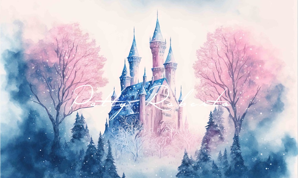 Kate Blue Princess Castle Backdrop Designed by Patty Robertss - Kate Backdrop AU