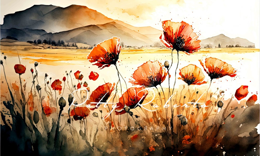 Kate Fields of Scarlet Poppies Backdrop Designed by Patty Robertss - Kate Backdrop AU