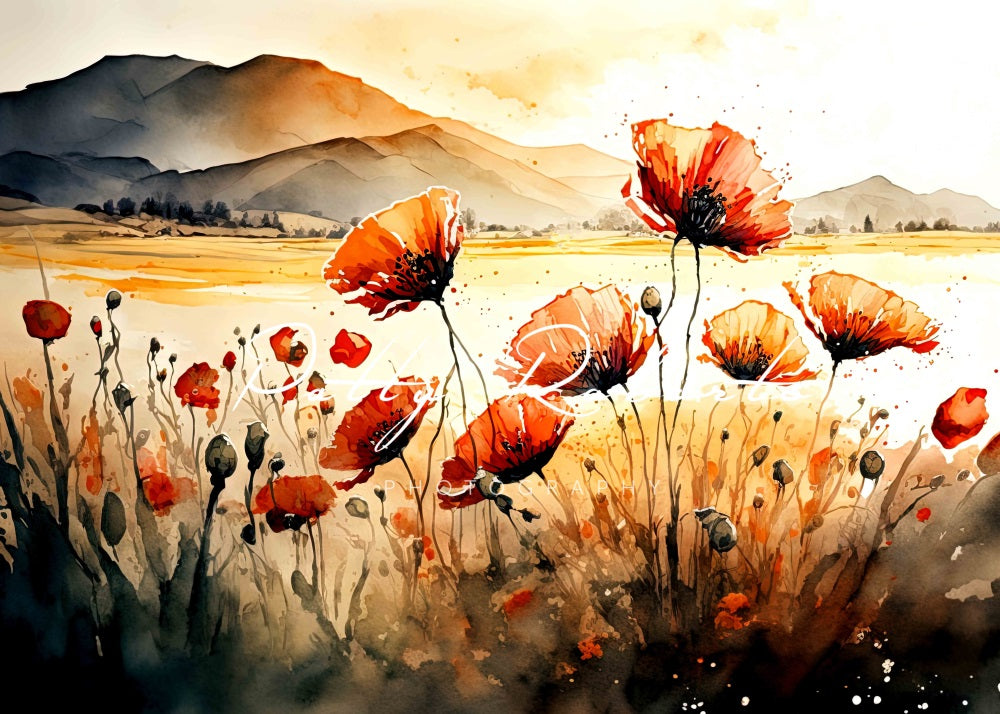 Kate Fields of Scarlet Poppies Backdrop Designed by Patty Robertss - Kate Backdrop AU