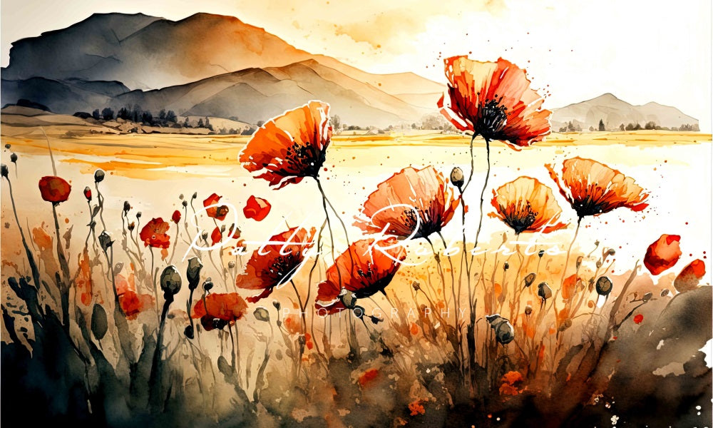 Kate Fields of Scarlet Poppies Backdrop Designed by Patty Robertss - Kate Backdrop AU