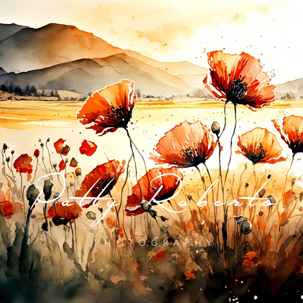 Kate Fields of Scarlet Poppies Backdrop Designed by Patty Robertss - Kate Backdrop AU