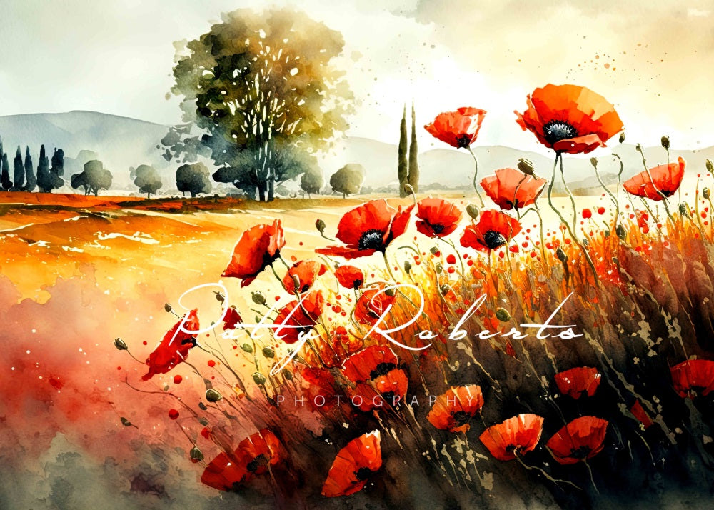 Kate Poppies in Bloom Backdrop Designed by Patty Robertss - Kate Backdrop AU