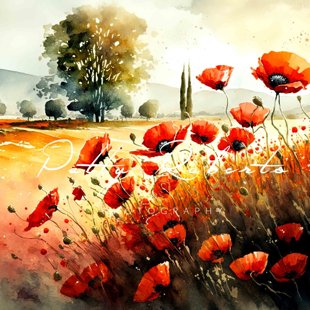 Kate Poppies in Bloom Backdrop Designed by Patty Robertss - Kate Backdrop AU