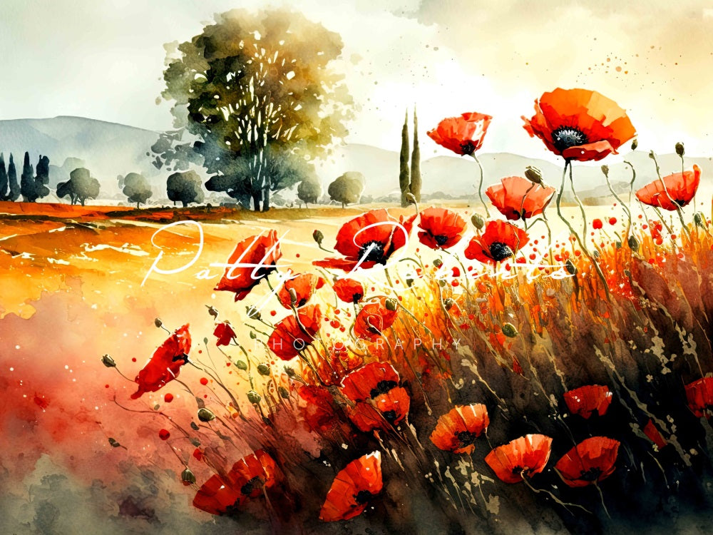 Kate Poppies in Bloom Backdrop Designed by Patty Robertss - Kate Backdrop AU