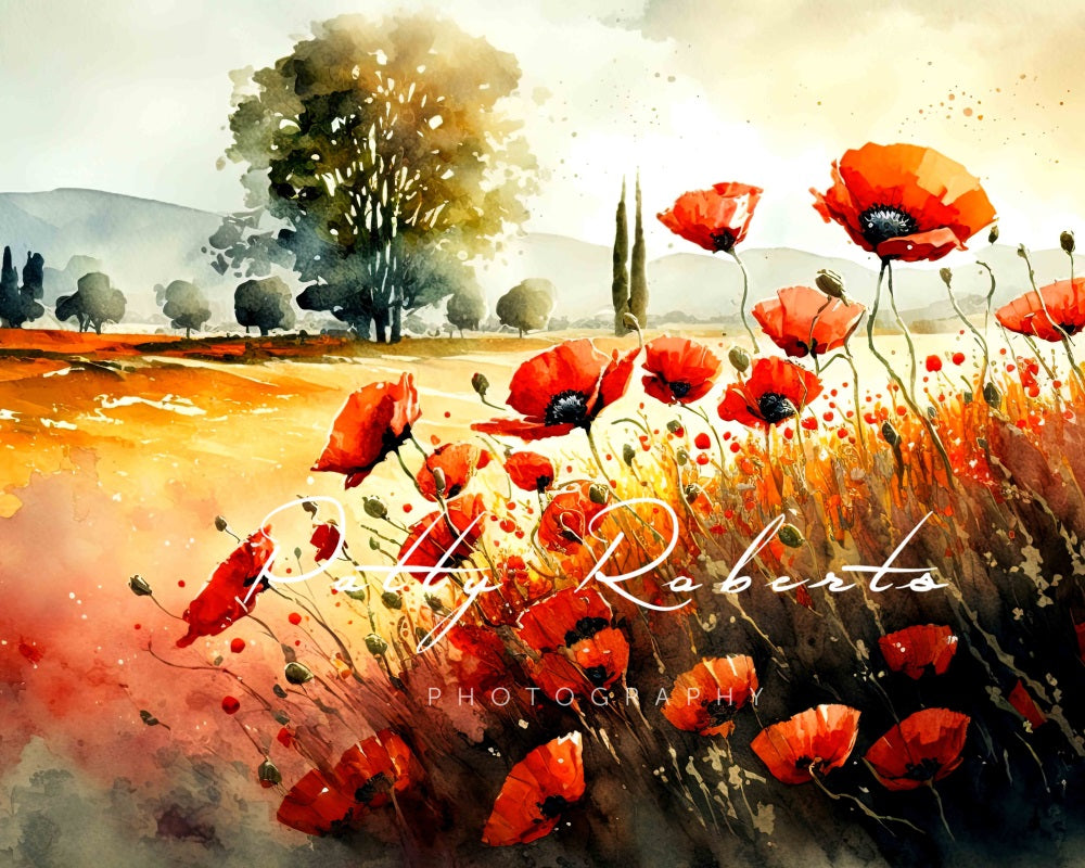 Kate Poppies in Bloom Backdrop Designed by Patty Robertss - Kate Backdrop AU