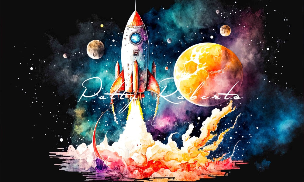 Kate Rocket Trails Through the Cosmos Backdrop Designed by Patty Robertss - Kate Backdrop AU