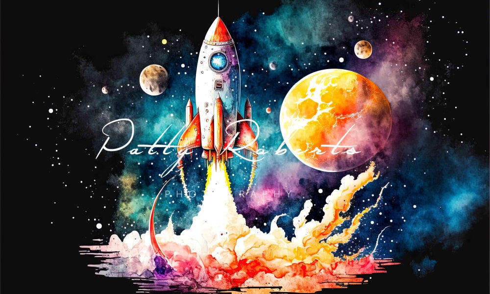 Kate Rocket Trails Through the Cosmos Backdrop Designed by Patty Robertss - Kate Backdrop AU