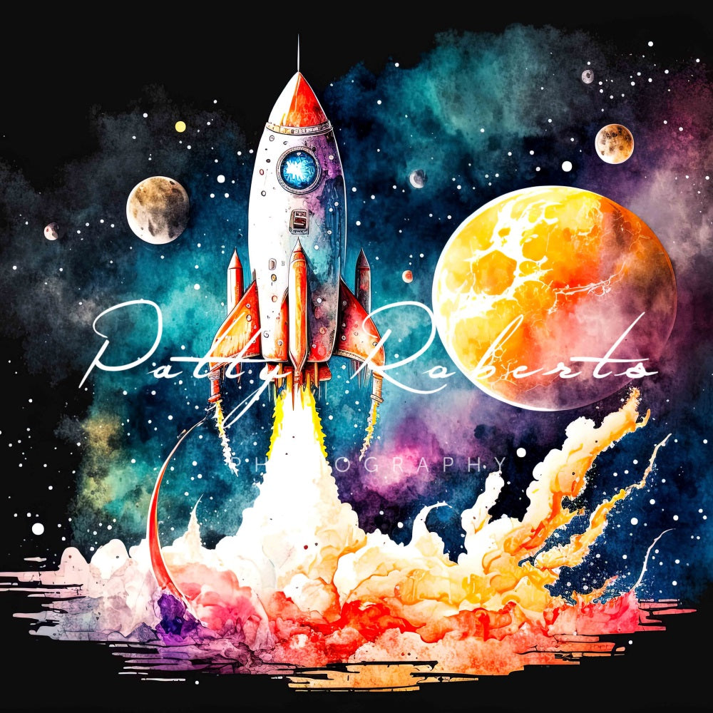 Kate Rocket Trails Through the Cosmos Backdrop Designed by Patty Robertss - Kate Backdrop AU