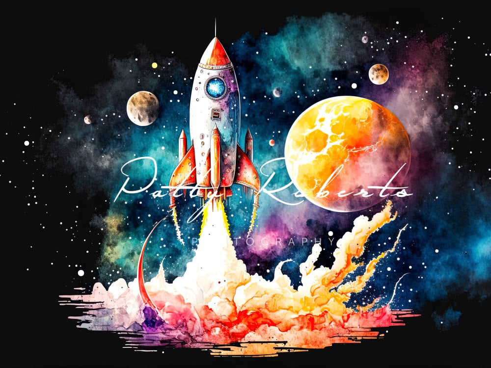 Kate Rocket Trails Through the Cosmos Backdrop Designed by Patty Robertss - Kate Backdrop AU