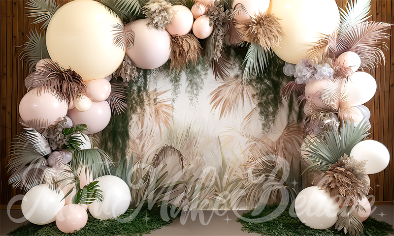 Kate Boho Flower Backdrop Balloon Arch Cake Smash Designed by Mini MakeBelieve - Kate Backdrop AU