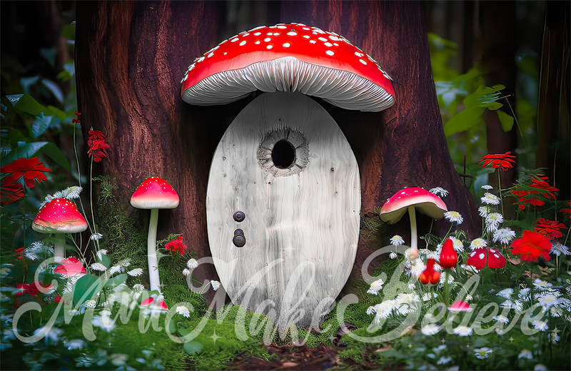 Kate Mushroom Door Backdrop Elf Fairy in Forest Designed by Mini MakeBelieve - Kate Backdrop AU