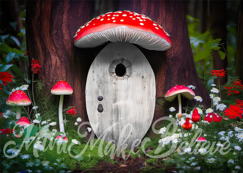 Kate Mushroom Door Backdrop Elf Fairy in Forest Designed by Mini MakeBelieve - Kate Backdrop AU