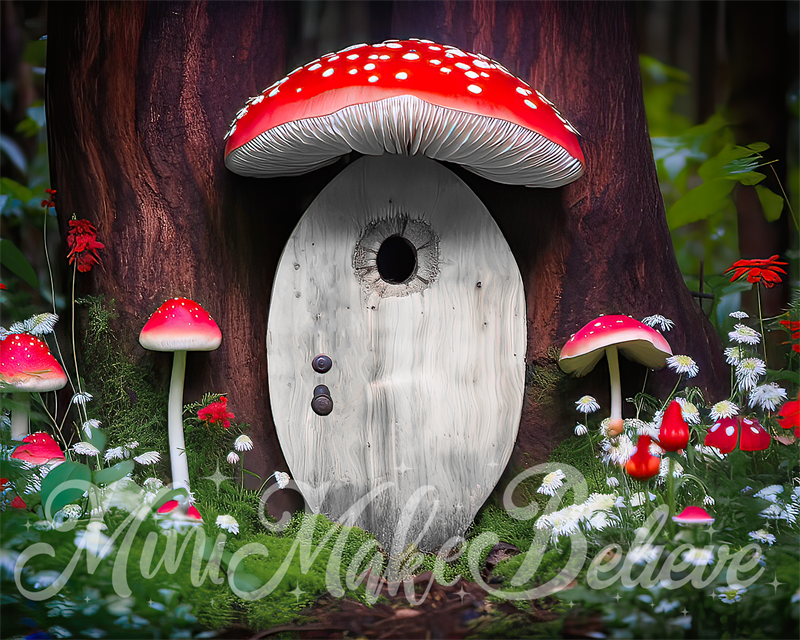 Kate Mushroom Door Backdrop Elf Fairy in Forest Designed by Mini MakeBelieve - Kate Backdrop AU