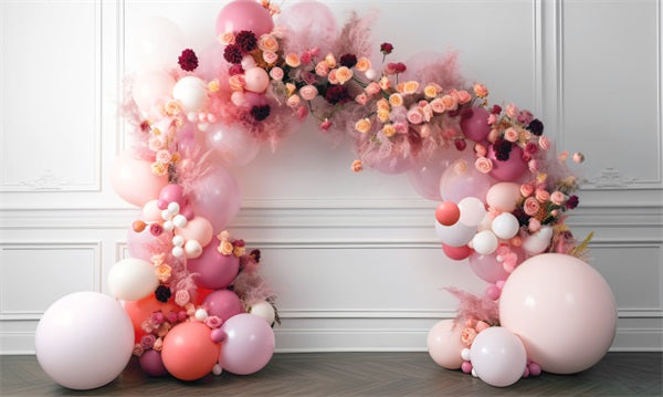 Kate Baby Spring Flowers Backdrop Balloon Arch Interior Birthday Designed by Mini MakeBelieve - Kate Backdrop AU