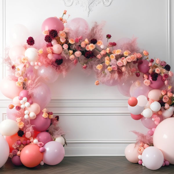 Kate Baby Spring Flowers Backdrop Balloon Arch Interior Birthday Designed by Mini MakeBelieve - Kate Backdrop AU