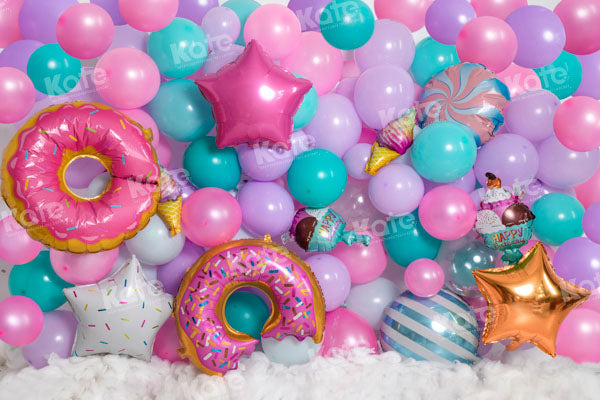 Kate Balloons Donut Candy Backdrop Designed by Emetselch - Kate Backdrop AU