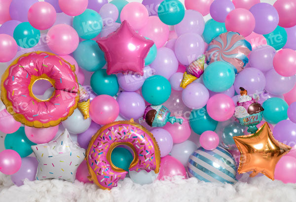 Kate Balloons Donut Candy Backdrop Designed by Emetselch - Kate Backdrop AU