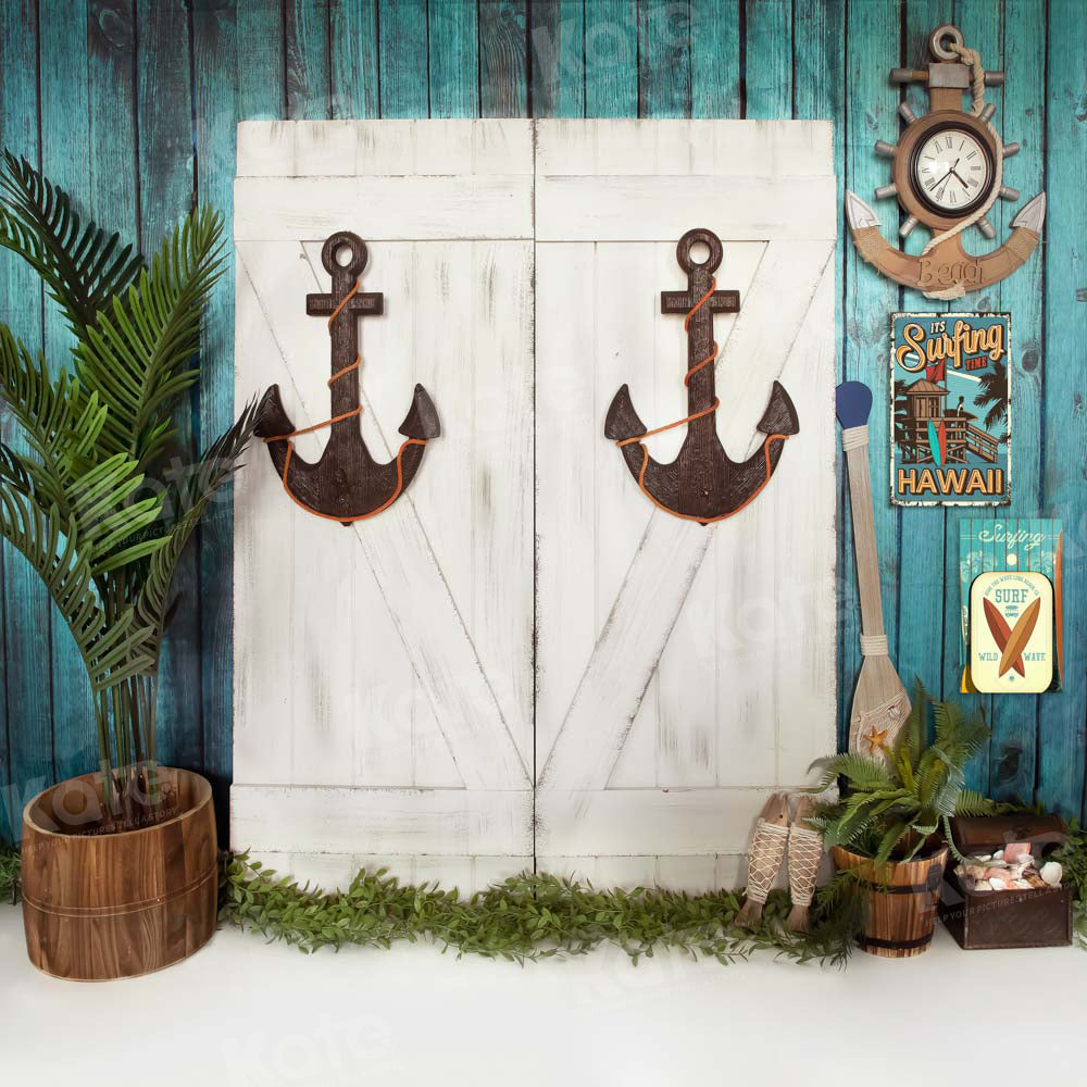 Kate Hawaiian White Barn Door Backdrop for Photography - Kate Backdrop AU