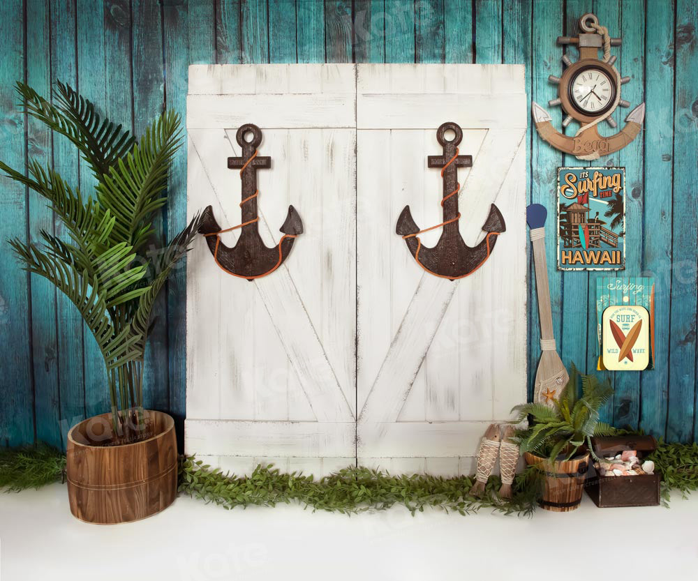 Kate Hawaiian White Barn Door Backdrop for Photography - Kate Backdrop AU