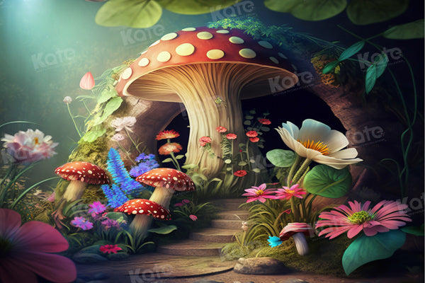 Kate Fairy Mushroom Backdrop Wonderland Flowers Spring Mystery Designed by Chain Photography - Kate Backdrop AU