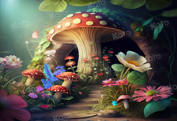 Kate Fairy Mushroom Backdrop Wonderland Flowers Spring Mystery Designed by Chain Photography - Kate Backdrop AU