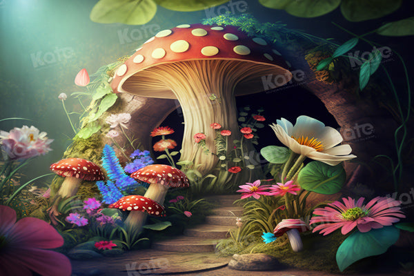 Kate Fairy Mushroom Backdrop Wonderland Flowers Spring Mystery Designed by Chain Photography - Kate Backdrop AU