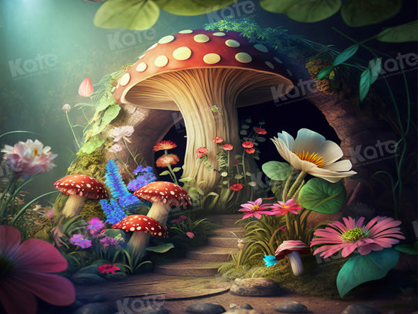 Kate Fairy Mushroom Backdrop Wonderland Flowers Spring Mystery Designed by Chain Photography - Kate Backdrop AU