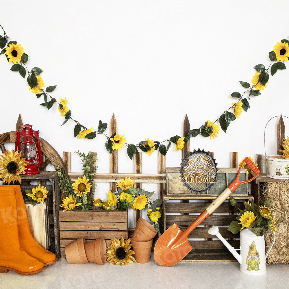 Kate Autumn Farm Backdrop Sunflower Shovel for Photography - Kate Backdrop AU