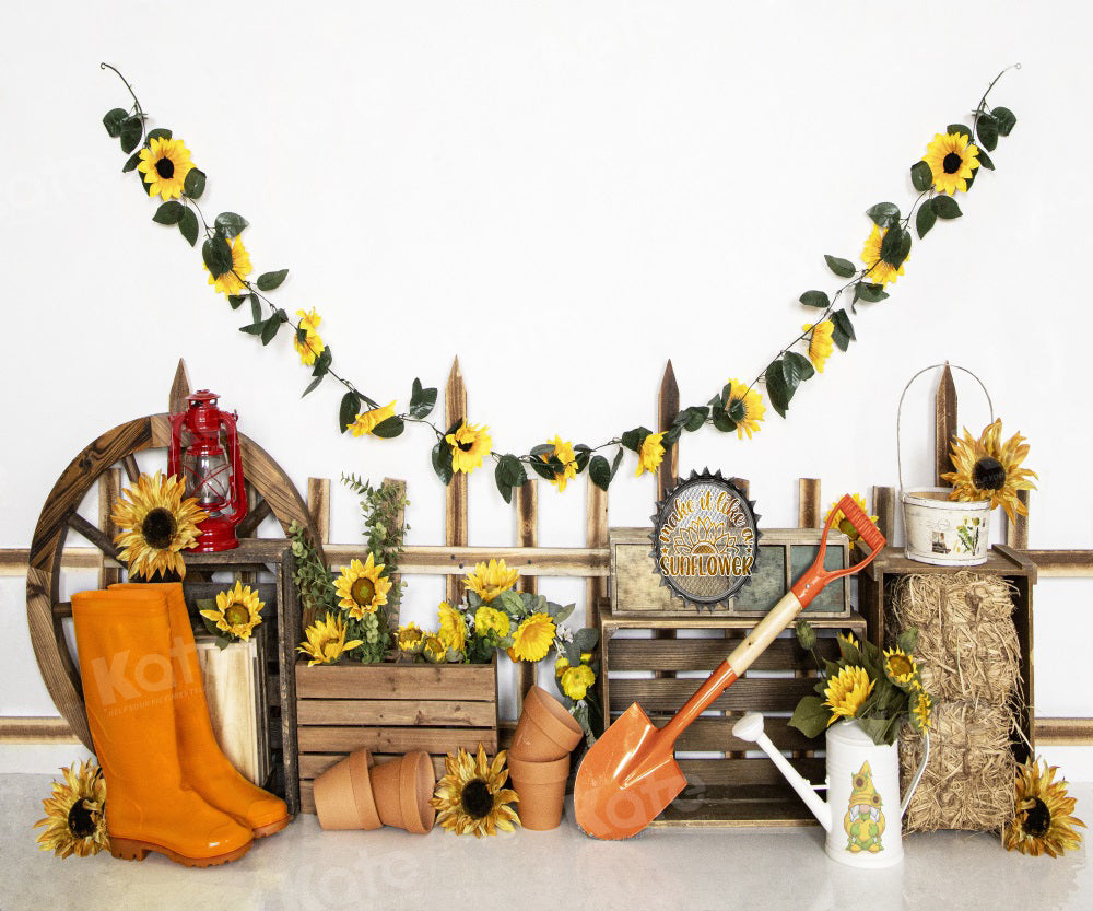 Kate Autumn Farm Backdrop Sunflower Shovel for Photography - Kate Backdrop AU