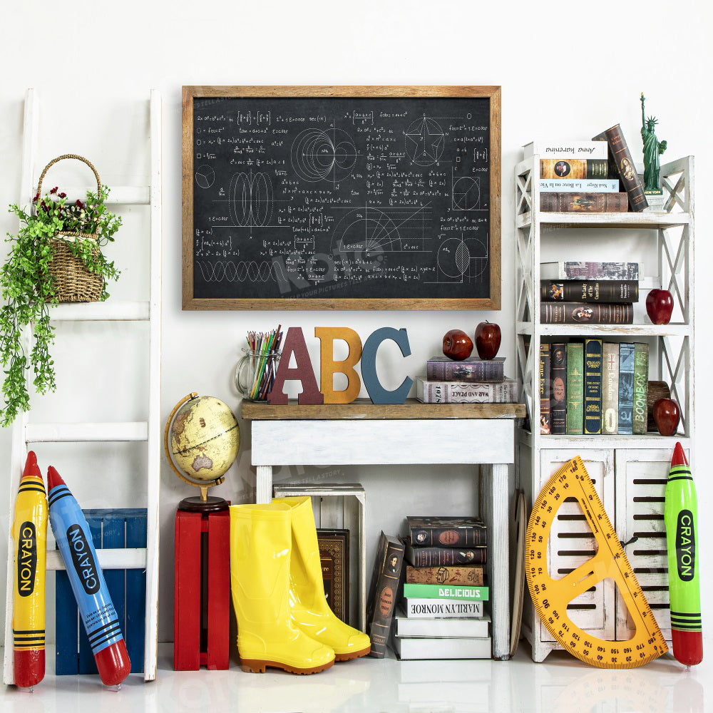 Kate Back to School Backdrop Blackboard Apple for Photography - Kate Backdrop AU