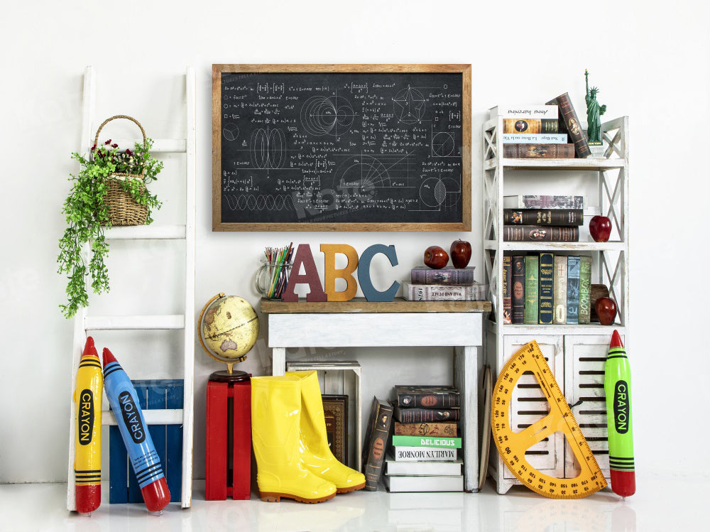 Kate Back to School Backdrop Blackboard Apple for Photography - Kate Backdrop AU