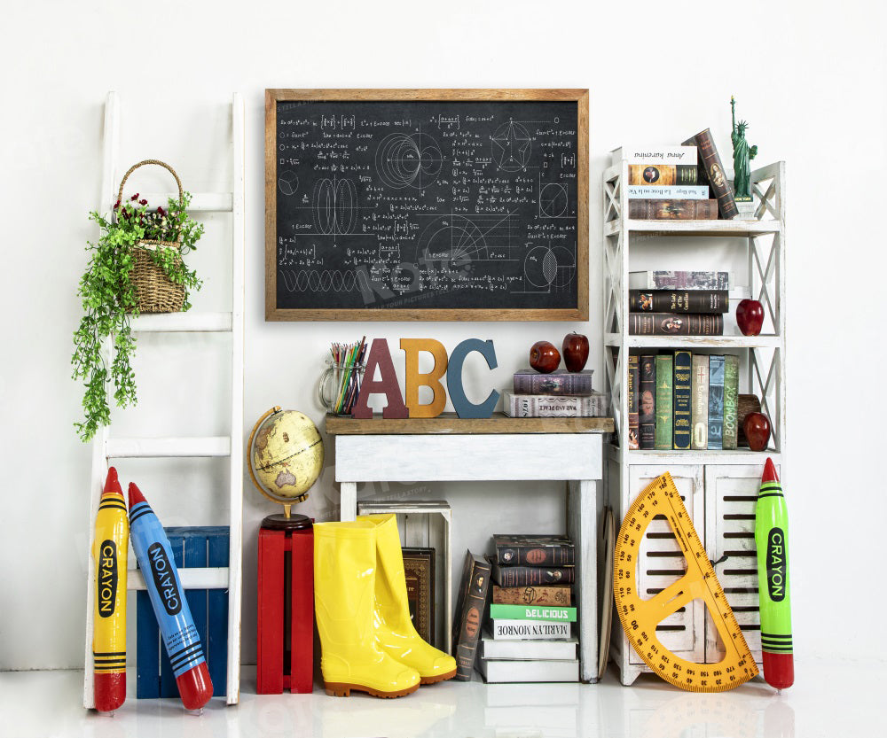 Kate Back to School Backdrop Blackboard Apple for Photography - Kate Backdrop AU
