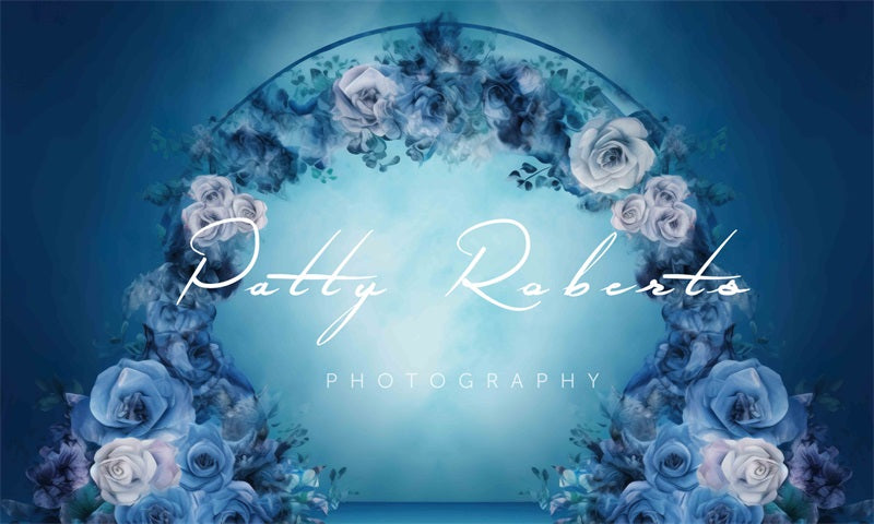 Kate Blue Watercolor Flower Loop Backdrop Designed by Patty Robertss - Kate Backdrop AU