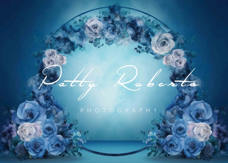 Kate Blue Watercolor Flower Loop Backdrop Designed by Patty Robertss - Kate Backdrop AU