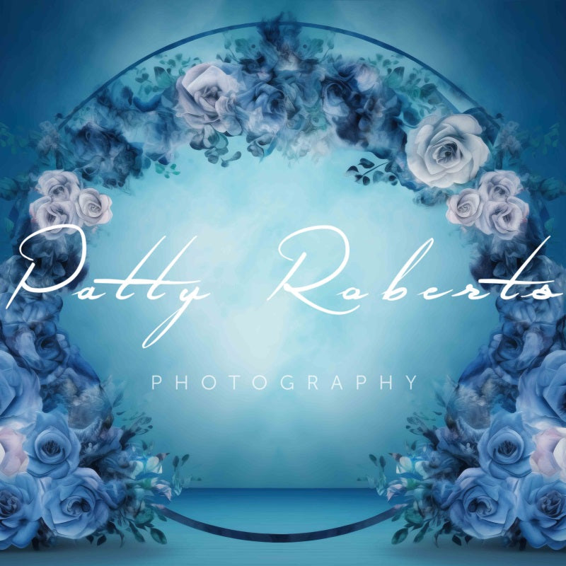 Kate Blue Watercolor Flower Loop Backdrop Designed by Patty Robertss - Kate Backdrop AU