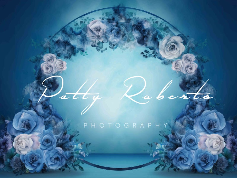 Kate Blue Watercolor Flower Loop Backdrop Designed by Patty Robertss - Kate Backdrop AU
