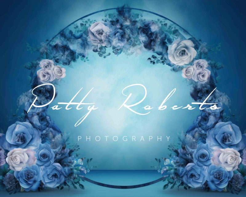 Kate Blue Watercolor Flower Loop Backdrop Designed by Patty Robertss - Kate Backdrop AU